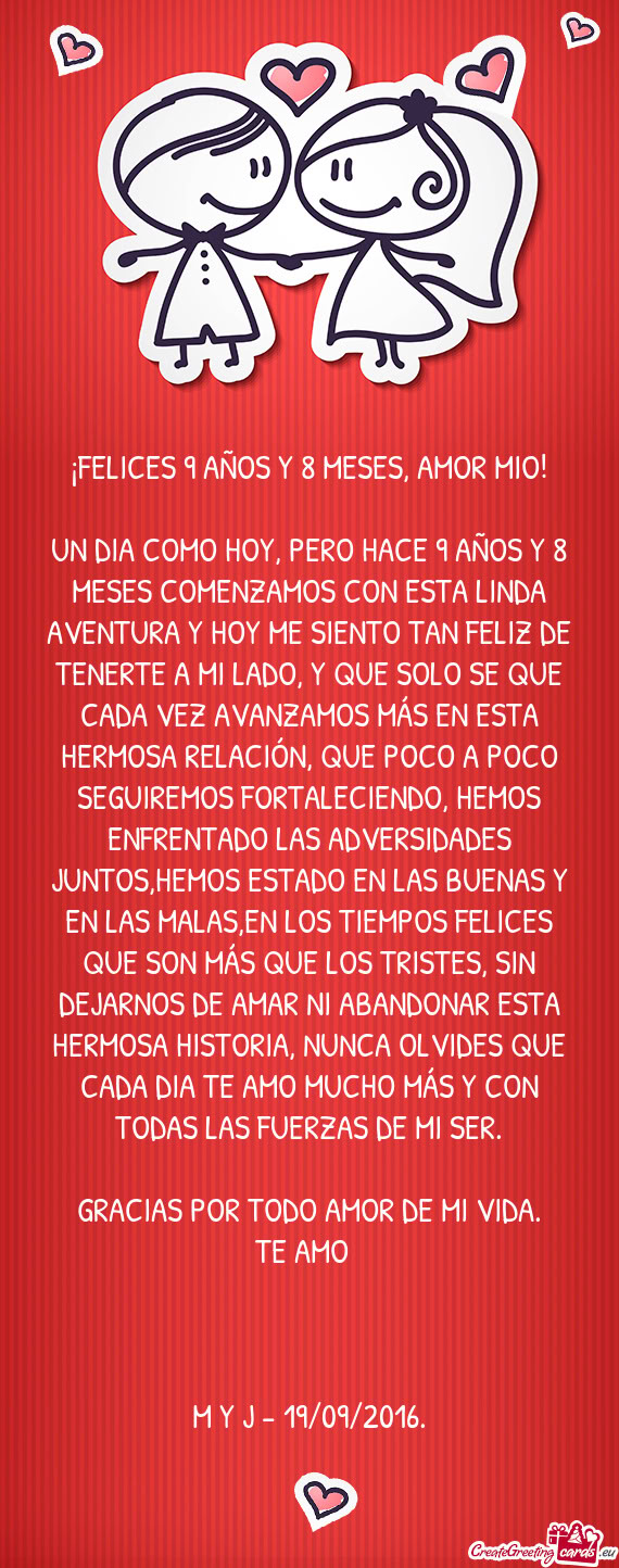 ¡FELICES 9 AÑOS Y 8 MESES, AMOR MIO