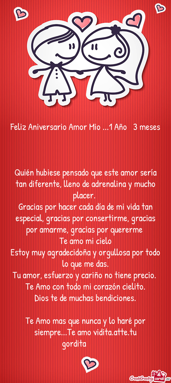 Feliz Aniversario Amor Mio ...1 Año + 3 meses