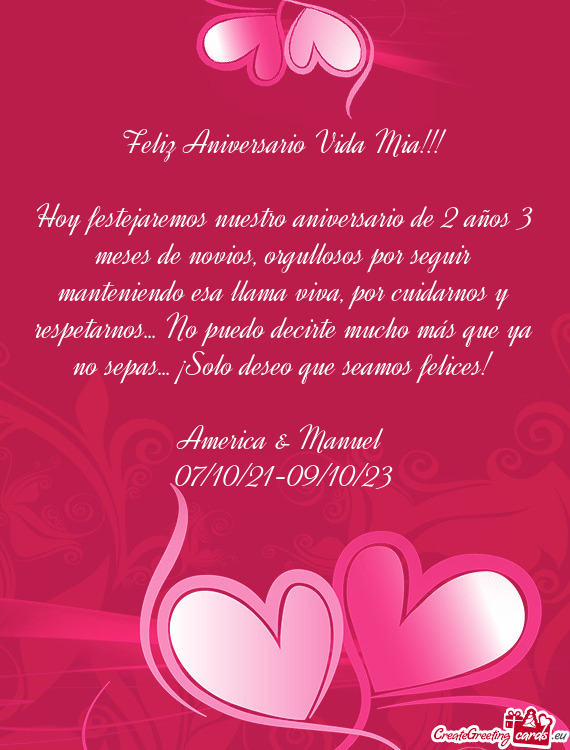 Feliz Aniversario Vida Mia