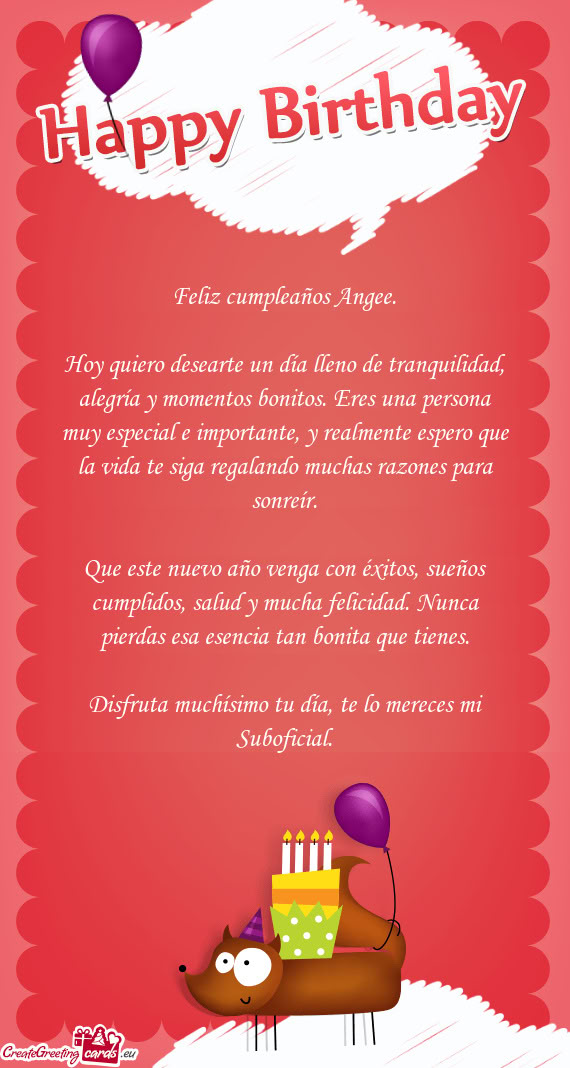Feliz cumpleaños Angee