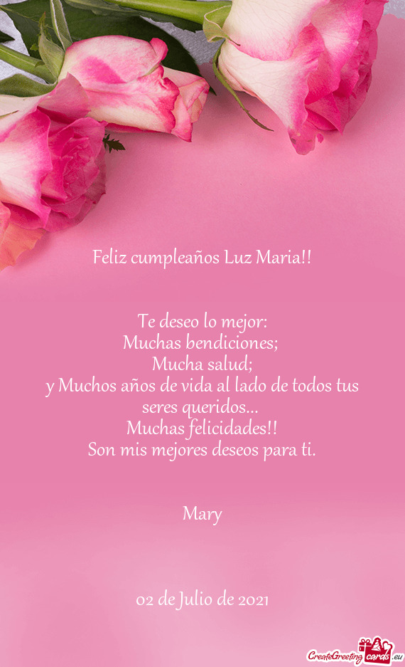 Feliz cumpleaños Luz Maria