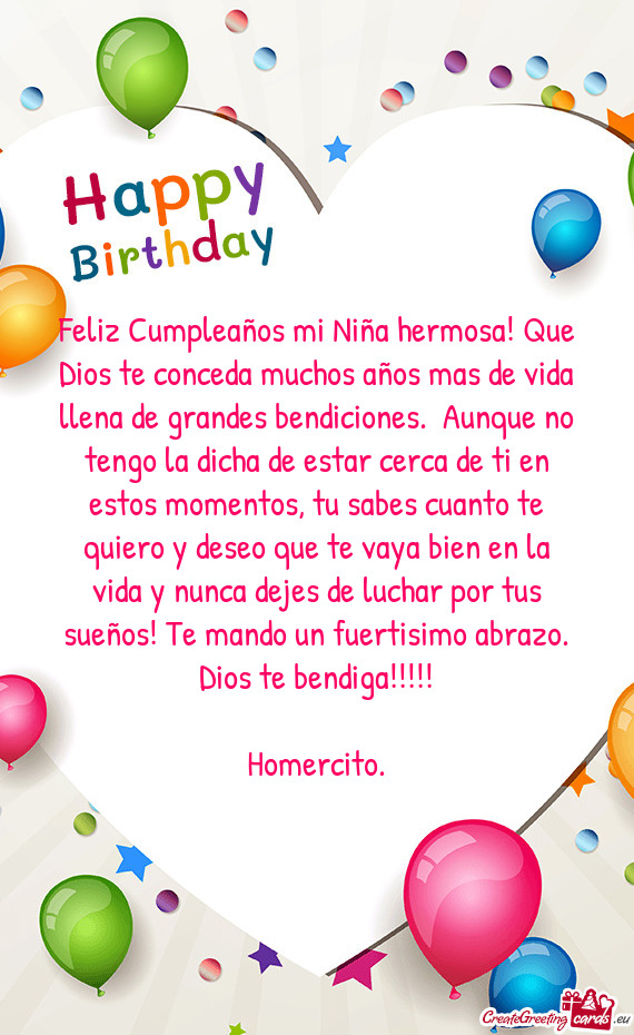 Feliz Cumpleaños mi Niña hermosa! Que Dios te conceda muchos años mas de vida llena de grandes be