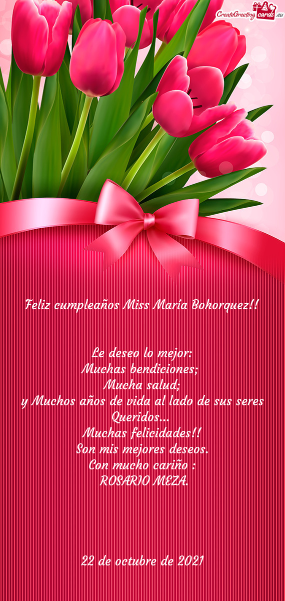 Feliz cumpleaños Miss María Bohorquez