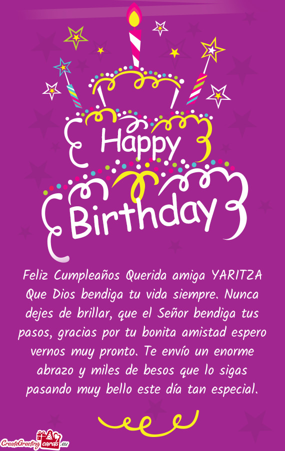 Feliz Cumpleaños Querida amiga YARITZA