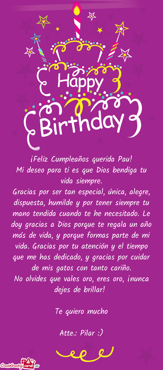 ¡Feliz Cumpleaños querida Pau