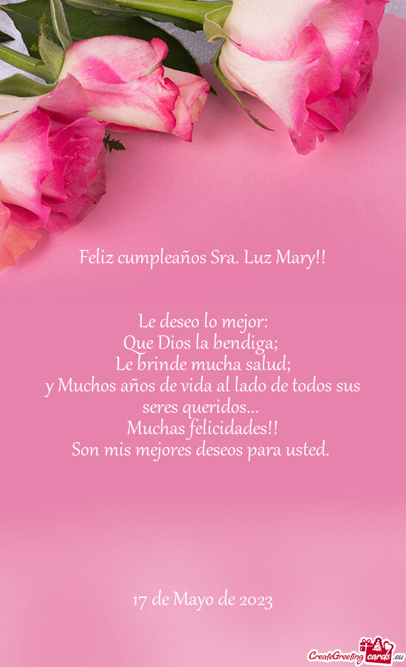 Feliz cumpleaños Sra. Luz Mary
