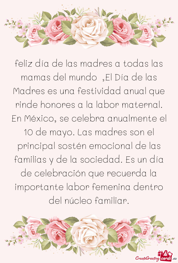 Feliz día de las madres a todas las mamas del mundo ,El Día de las Madres es una festividad anual