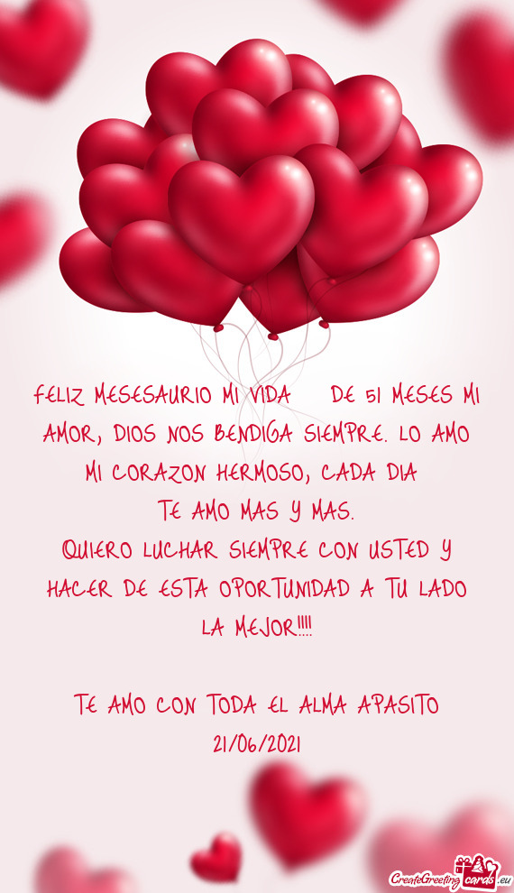 FELIZ MESESAURIO MI VIDA 💛 DE 51 MESES MI AMOR, DIOS NOS BENDIGA SIEMPRE. LO AMO MI CORAZON HERMO