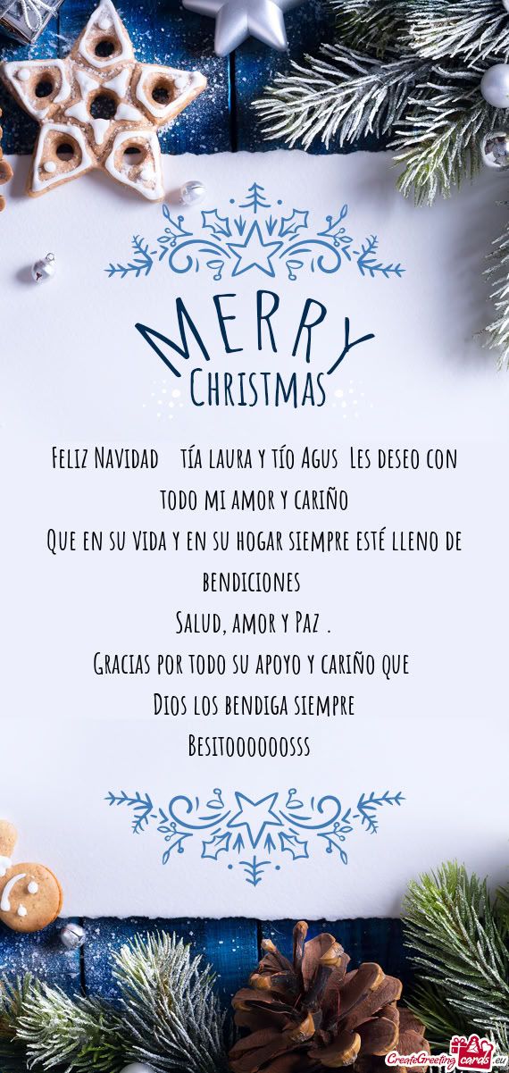 Feliz Navidad 🎄 tía laura y tío Agus Les deseo con todo mi amor y cariño