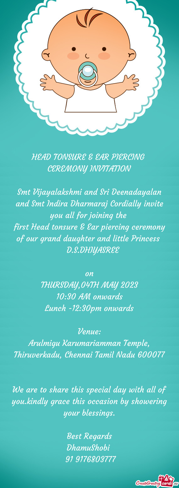 First Head tonsure & Ear piercing ceremony of our grand daughter and little Princess