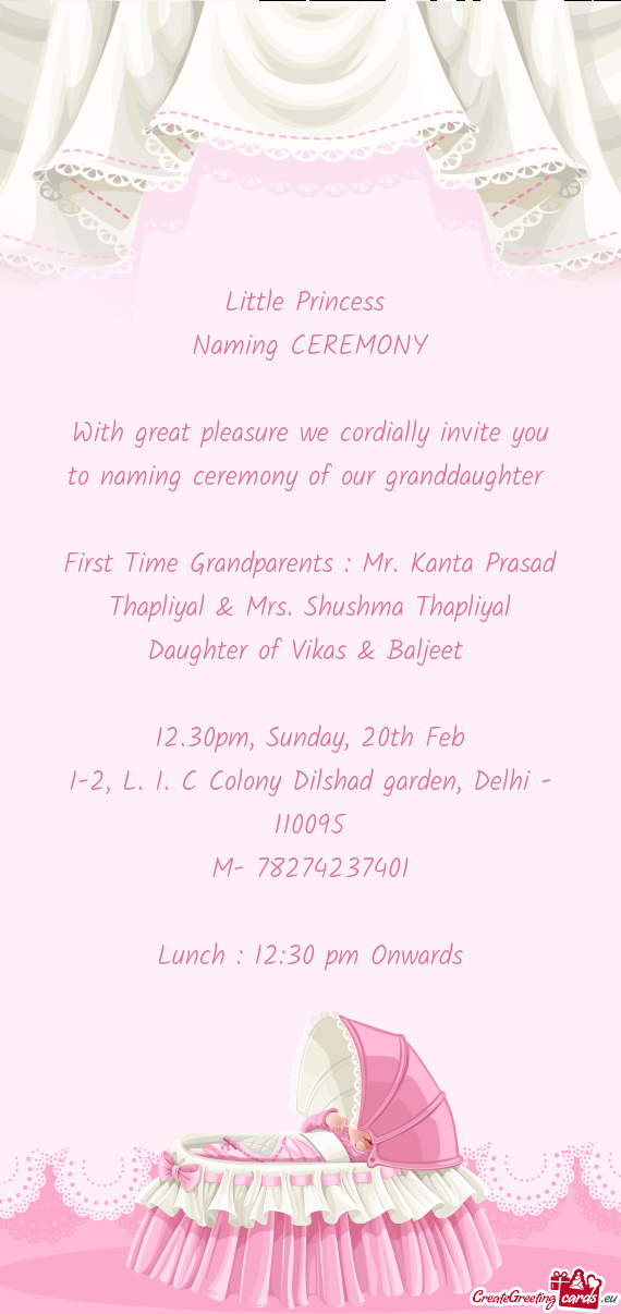 First Time Grandparents : Mr. Kanta Prasad Thapliyal & Mrs. Shushma Thapliyal