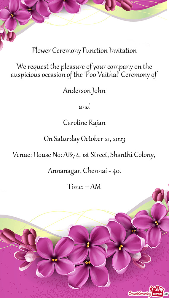 Flower Ceremony Function Invitation