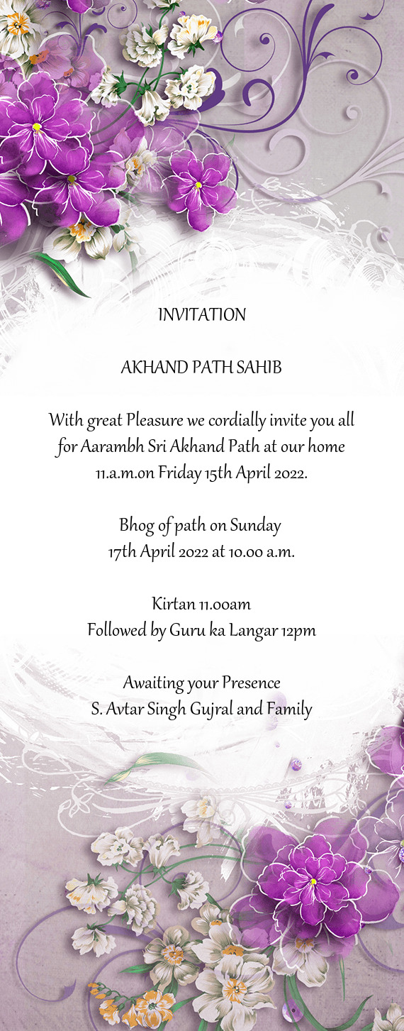 For Aarambh Sri Akhand Path at our home