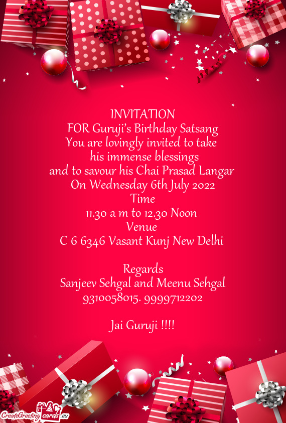 FOR Guruji’s Birthday Satsang