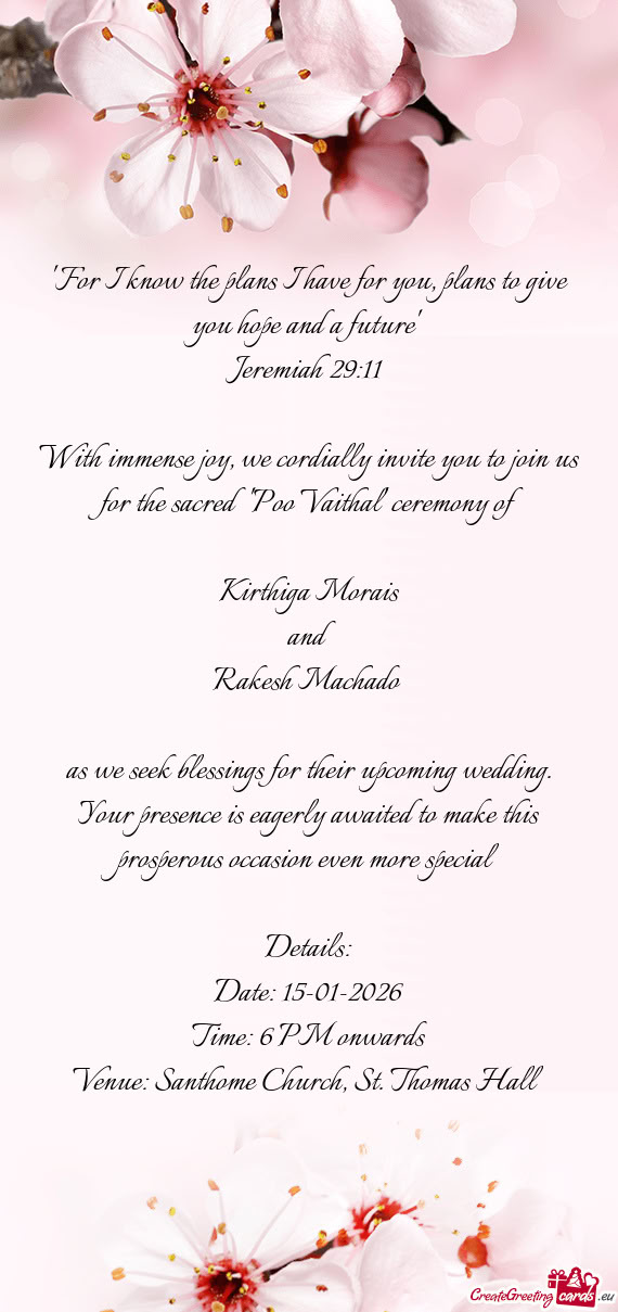 "For I know the plans I have for you, plans to give you hope and a future"