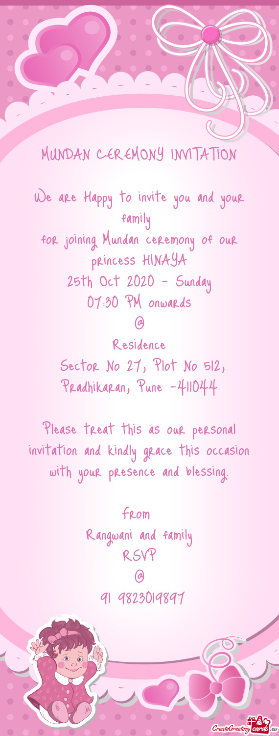 For joining Mundan ceremony of our princess HINAYA