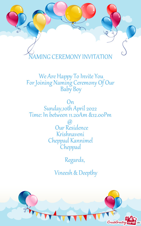 For Joining Naming Ceremony Of Our