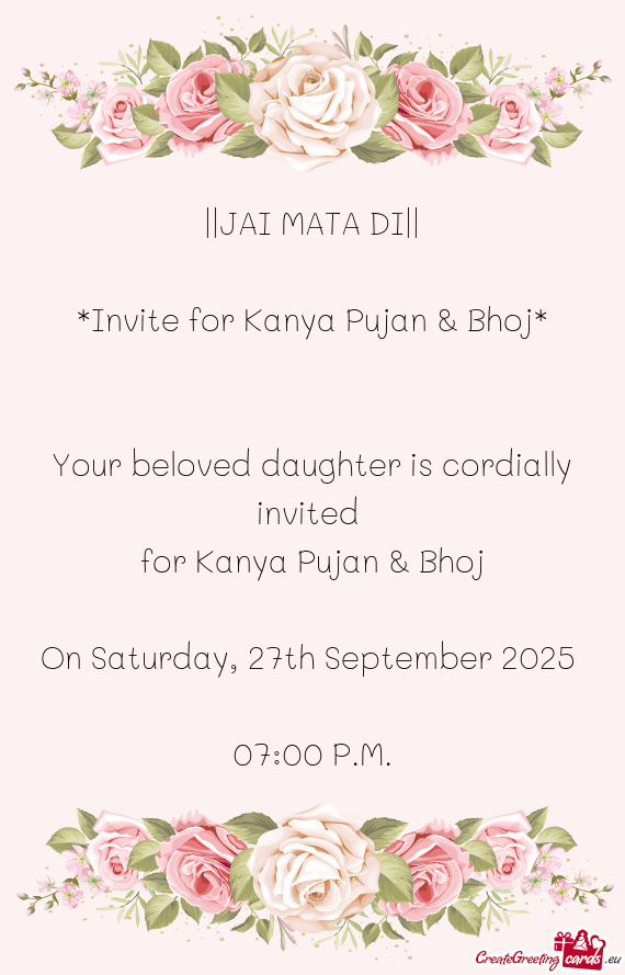 For Kanya Pujan & Bhoj On Saturday
