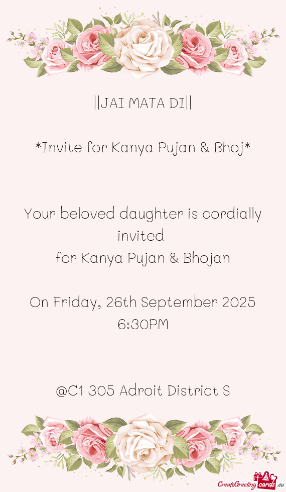 For Kanya Pujan & Bhojan