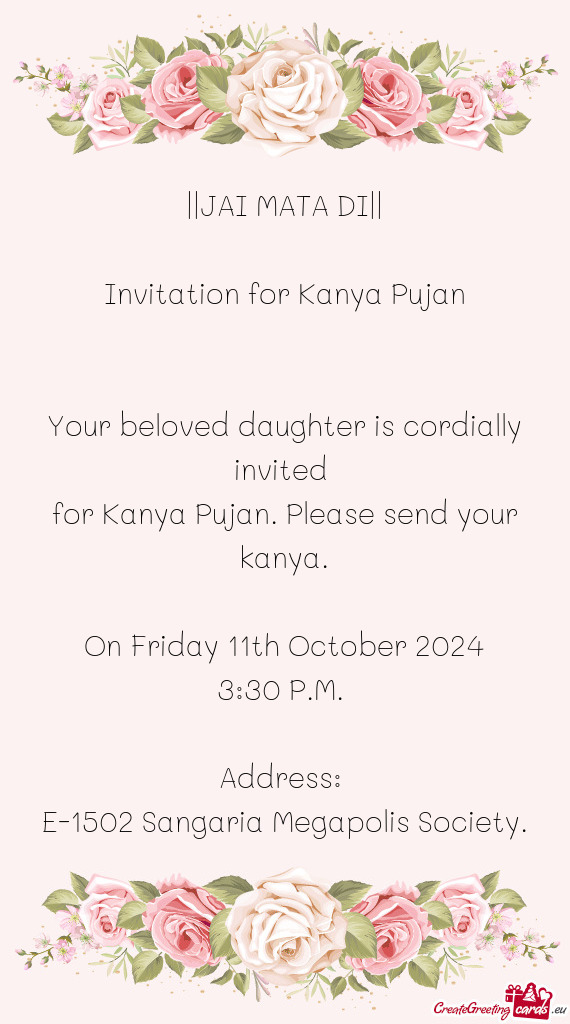 For Kanya Pujan. Please send your kanya