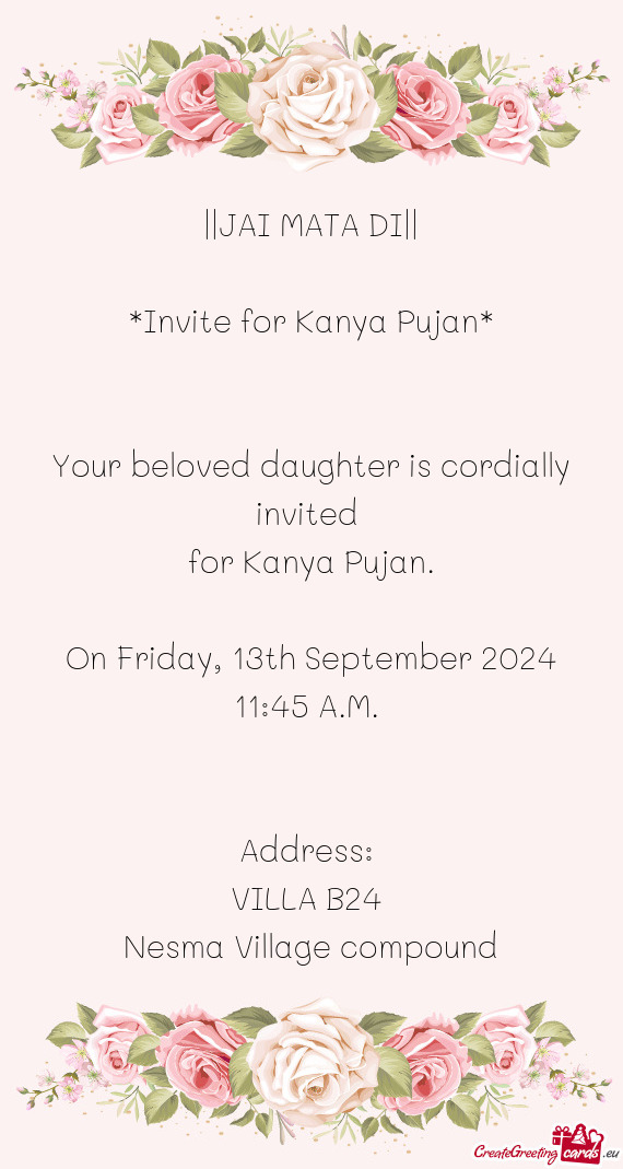 For Kanya Pujan