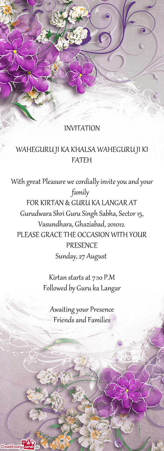 FOR KIRTAN & GURU KA LANGAR AT Gurudwara Shri Guru Singh Sabha, Sector 15, Vasundhara, Ghaziabad, 20