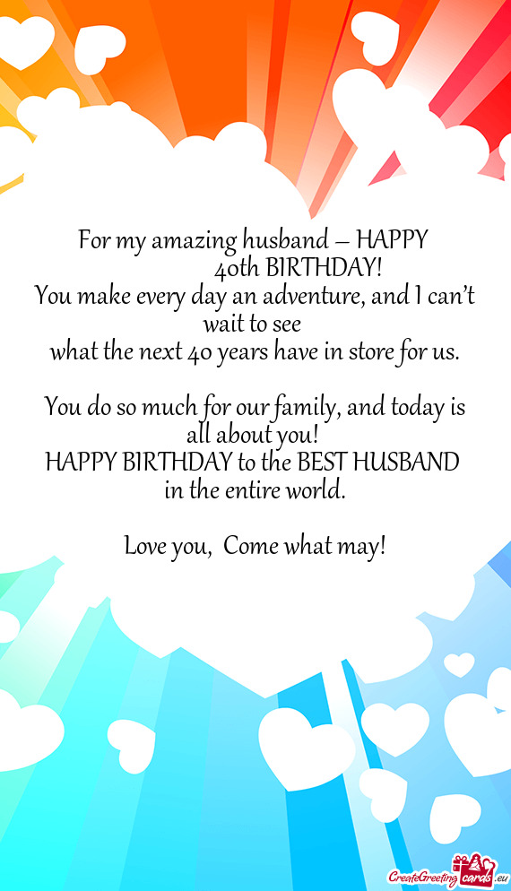 For my amazing husband – HAPPY