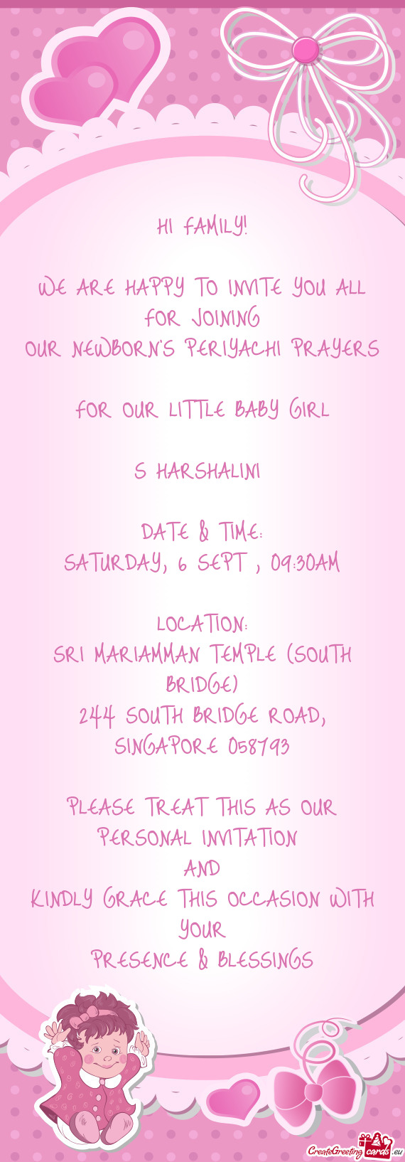 FOR OUR LITTLE BABY GIRL