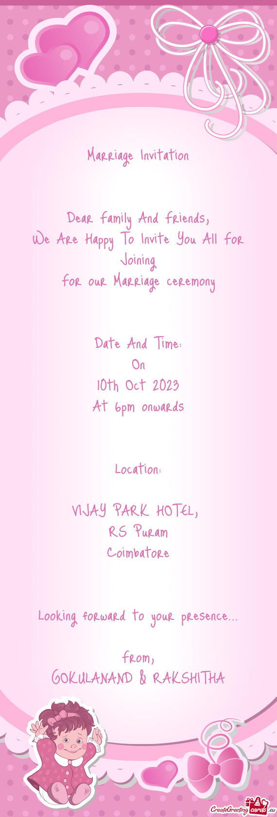 For our Marriage ceremony