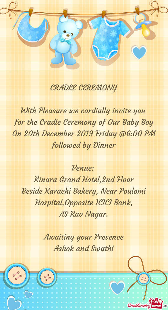 For the Cradle Ceremony of Our Baby Boy