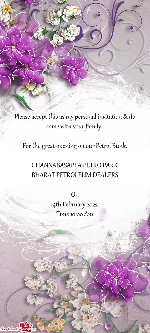 For the great opening on our Petrol Bunk