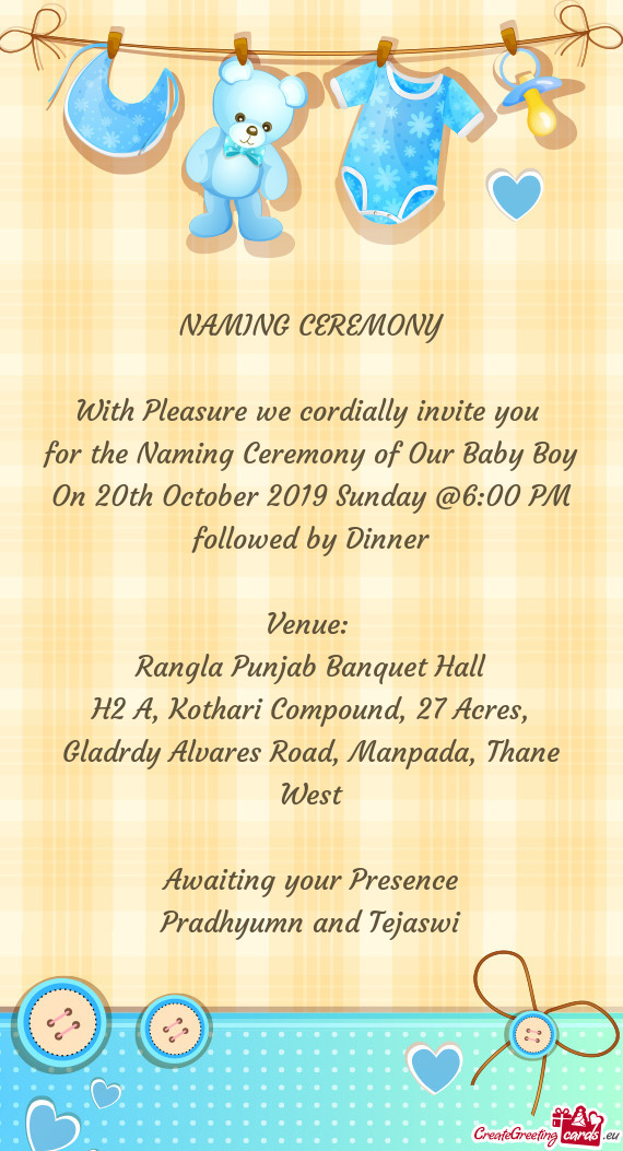 For the Naming Ceremony of Our Baby Boy