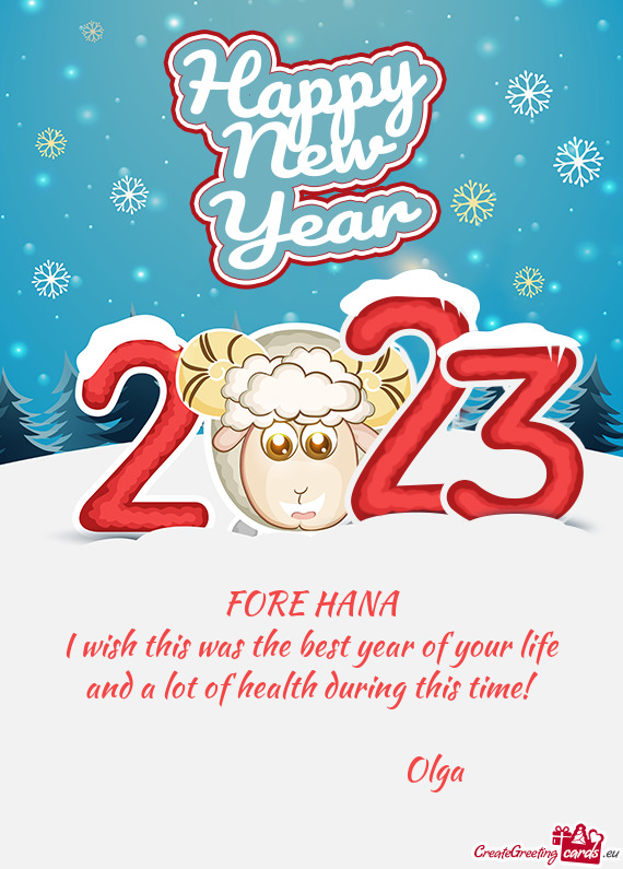 FORE HANA I wish this was the best year of your life and a lot of health during this time