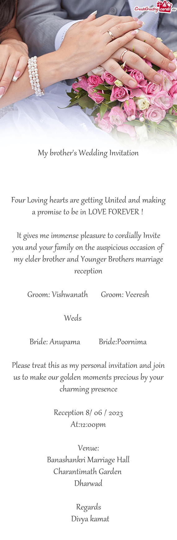 Four Loving hearts are getting United and making a promise to be in LOVE FOREVER