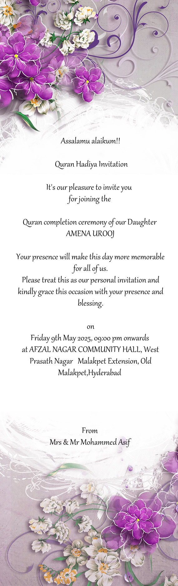 Friday 9th May 2025, 09:00 pm onwards