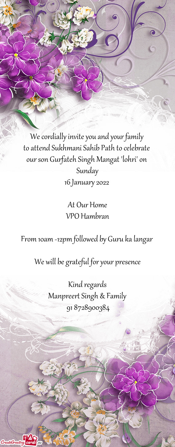 From 10am -12pm followed by Guru ka langar