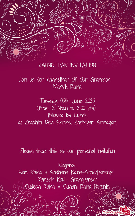 (from 12 Noon to 2:00 pm)