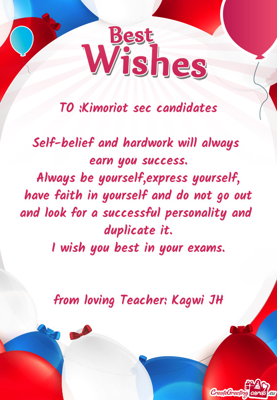 From loving Teacher: Kagwi JH