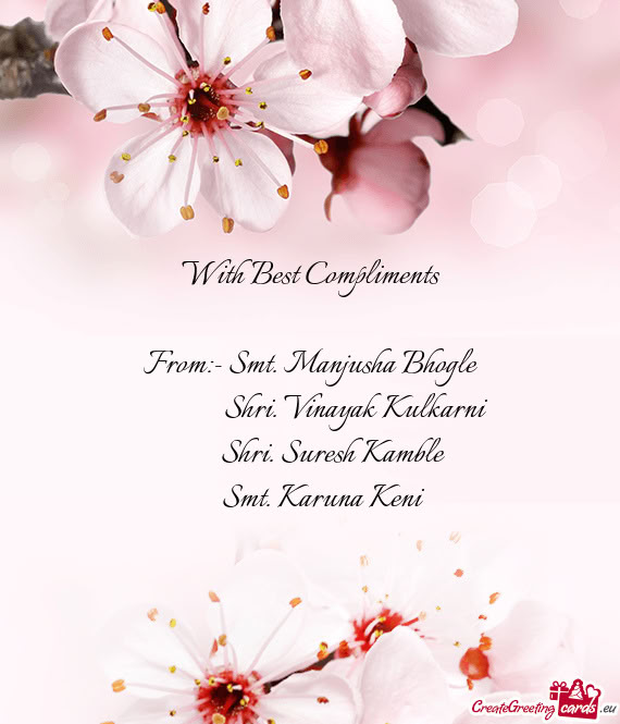 From:- Smt. Manjusha Bhogle