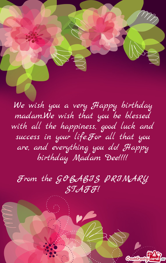 From the GOBABIS PRIMARY STAFF