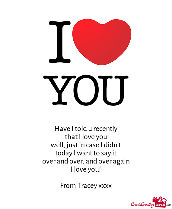 From Tracey xxxx