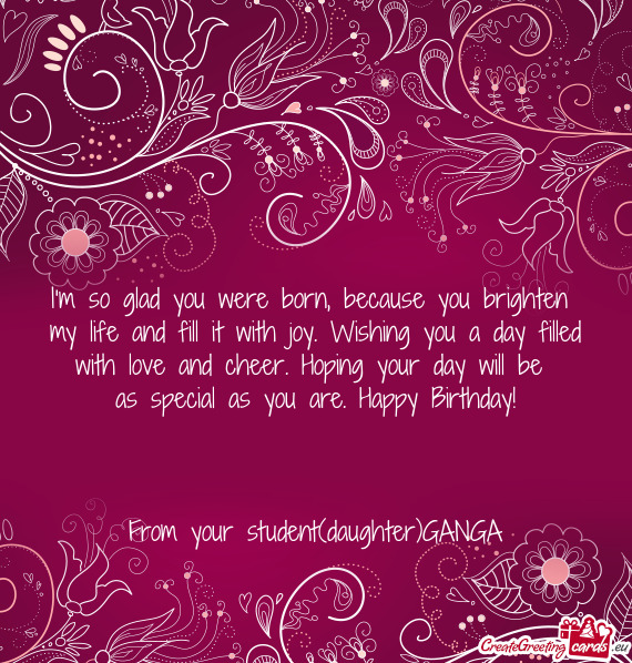 From your student(daughter)GANGA