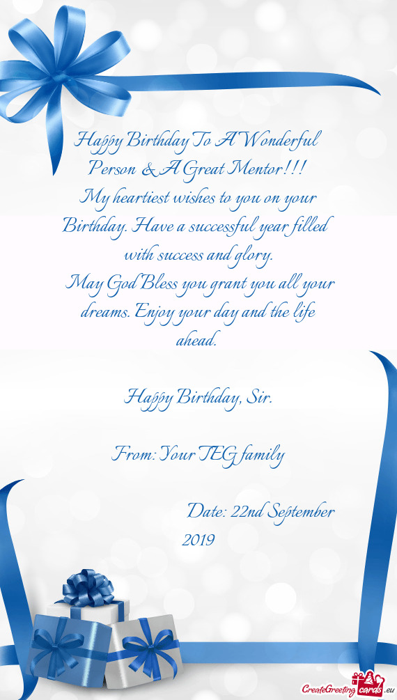 From: Your TEG family