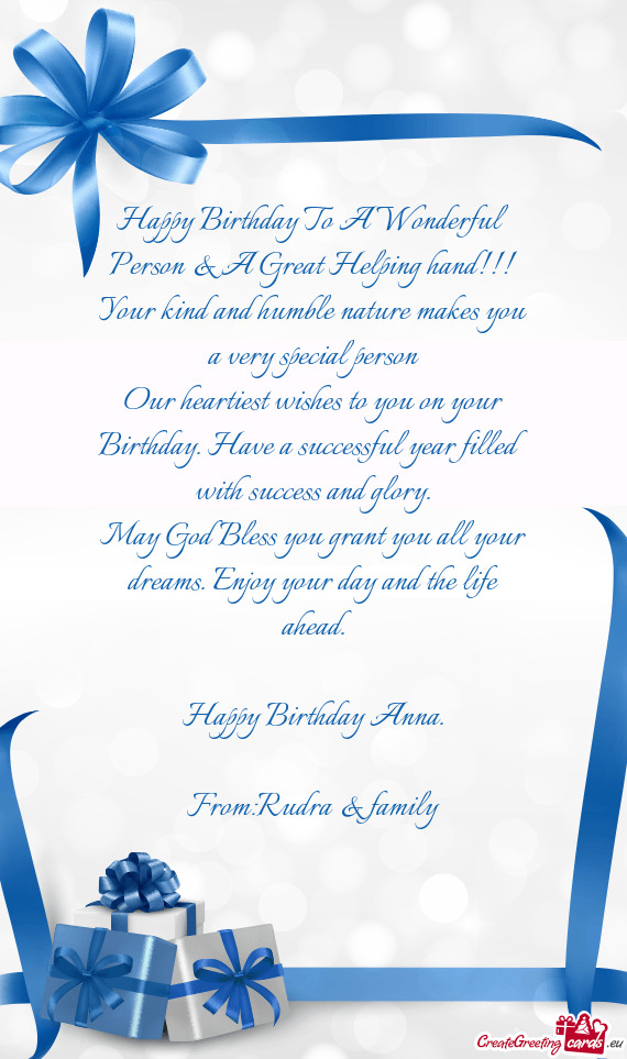 From:Rudra & family