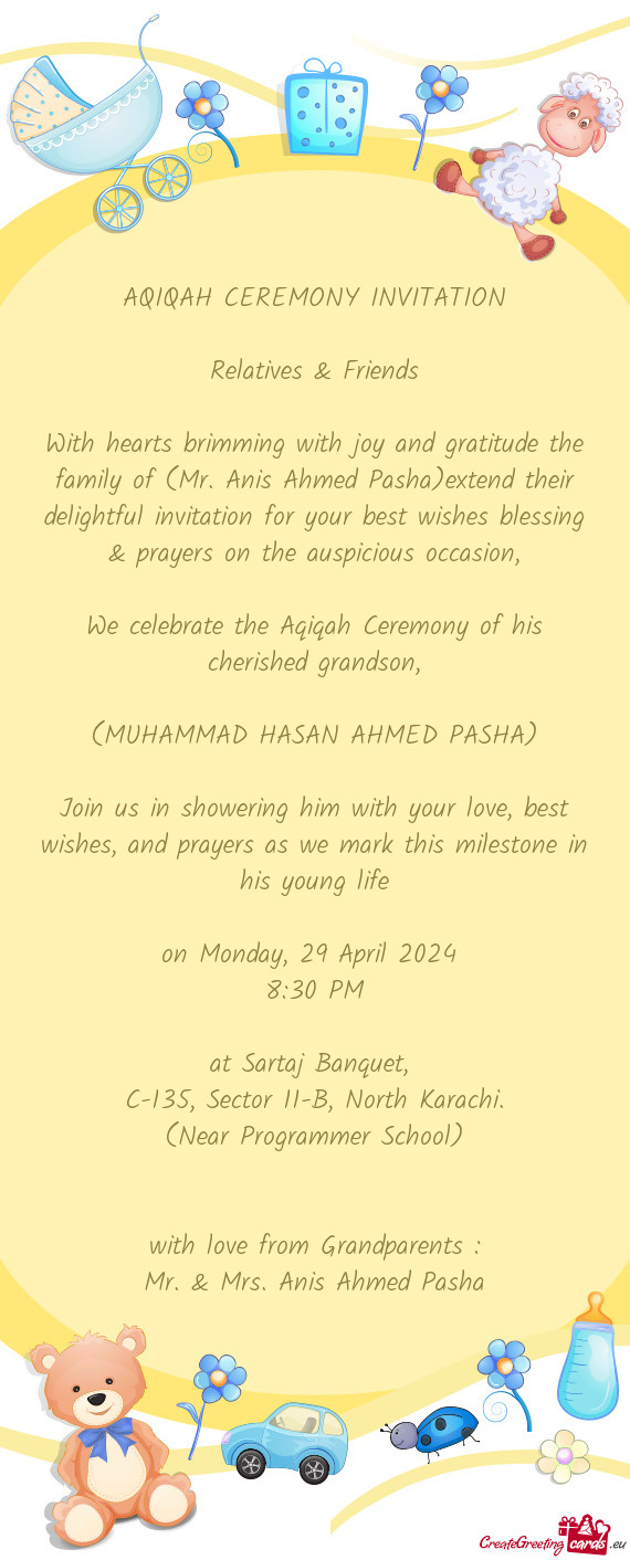 Ful invitation for your best wishes blessing & prayers on the auspicious occasion