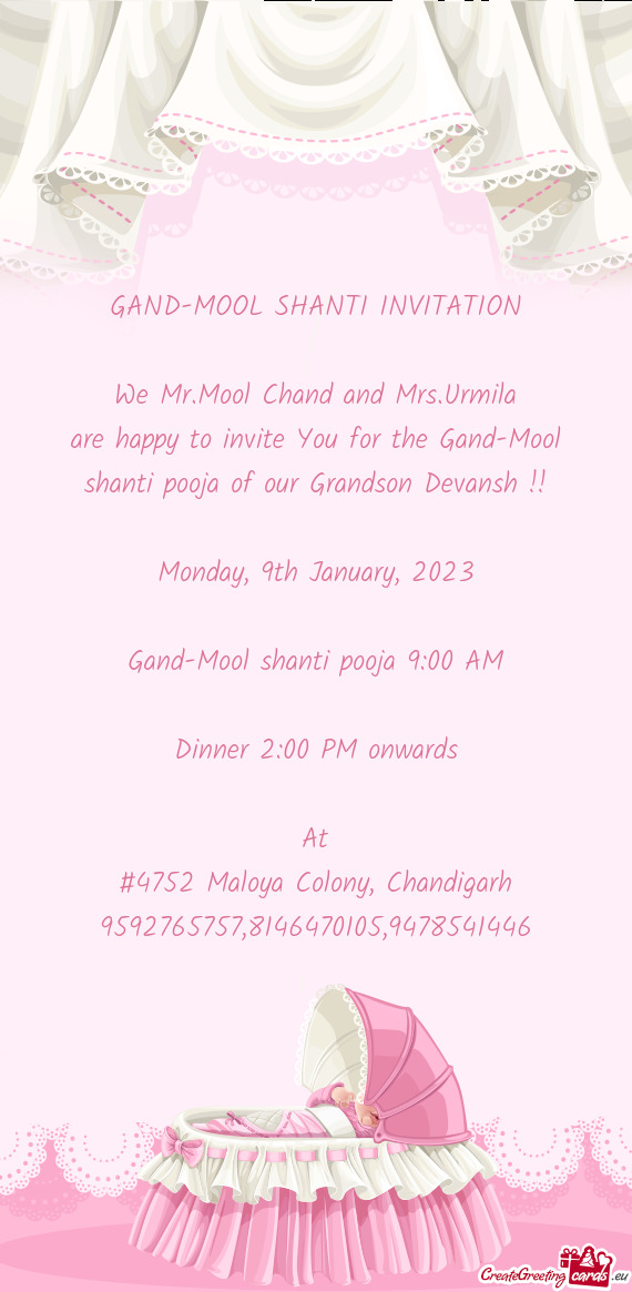 GAND-MOOL SHANTI INVITATION