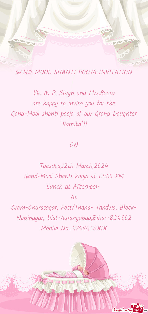Gand-Mool shanti pooja of our Grand Daughter "Vamika"