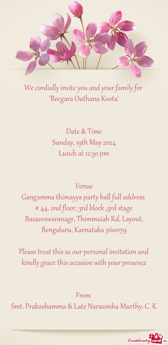 Gangamma thimayya party hall full address
