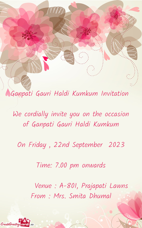 Ganpati Gauri Haldi Kumkum Invitation