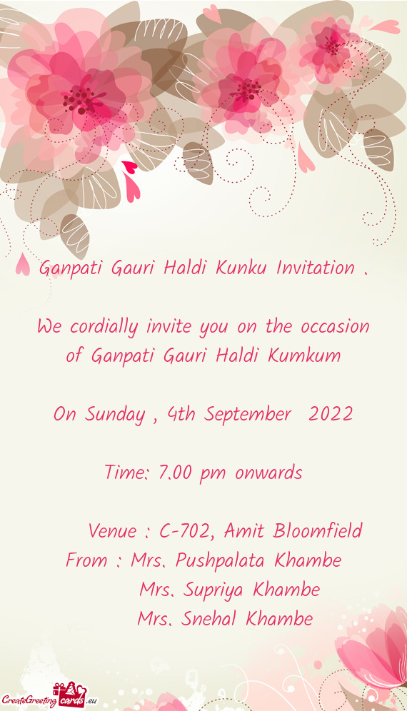Ganpati Gauri Haldi Kunku Invitation